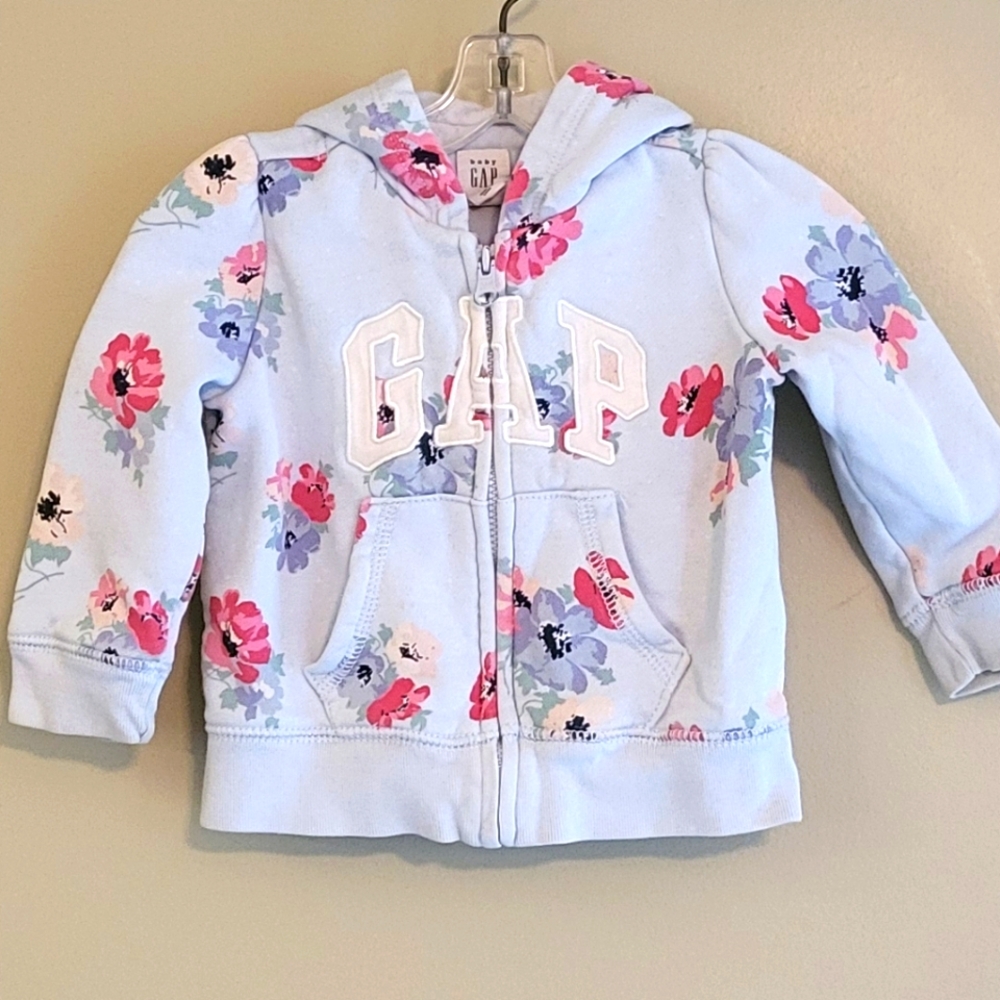 GAP floral light blue zip up hoodie